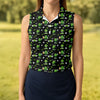 Maxcorners Three Leaf Clover Golf And Beer St Patrick's Day Black Golf Shirt, Women's Golf Shirts, Ladies Golf Polos