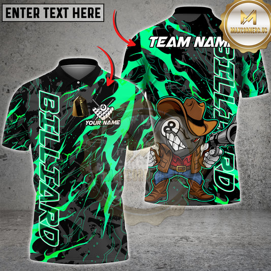 Maxcorners Billiards Shirt Cowboy 8 Ball Lightning Splash Street Art Multioptions Personalized Name, Team Name 3D Shirt (4 Colors)