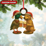 Maxcorners Custom Duck & Dog Acrylic Christmas Ornament – Personalized Hunter Gift LM0411