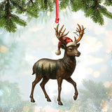 Maxcorners Rustic Deer Christmas Ornament, Woodland Reindeer Holiday Tree Decoration

 LM0411