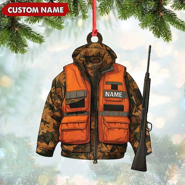 Maxcorners Personalized Hunter Ornament – Custom Camo Jacket Christmas Decoration for Men & Hunters LM0411