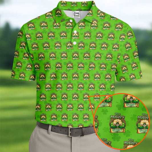 Maxcorners Green St Patrick's Day Funny Adult Shamrock Golf Shirt, Polo Shirts For Men, Golf Shirts For Men