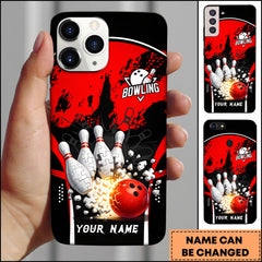 Maxcorners Bowling Strike Explosion Red Ball Art Personalized Name Phone Case