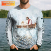 Maxcorners Jesus Catching Fish Bible Verse, Personalized Long Sleeve Shirt, Psalm 23 The Lord Is My Shepherd, Religious Gift for Men
