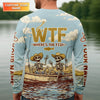 Maxcorners Personalized WTF Where’s The Fish Fishing Shirt, Funny Skeleton Fishermen Boat, Custom Name