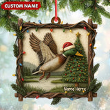 Maxcorners Personalized Flying Duck Christmas Ornament, Custom Name Hunting Gift for Outdoor Lovers LM0411