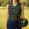 Maxcorners St Patrick's Day Leprechaun Character Golf And Beer Black Golf Shirt, Fun Women's Golf Shirts, Ladies Golf Polos