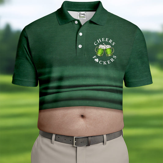 Maxcorners St Patrick's Day Cheers Men's Funny Golf Shirts, Polo Shirts For Men, Golf Shirts For Men | Style 1