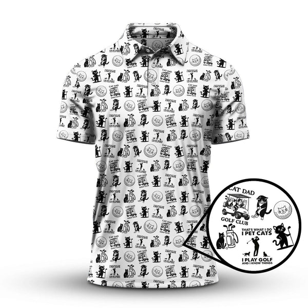 Maxcorners Cat Golf Shirt - Pattern Golf Shirt For Men - Cat Dad Golf Club Shirt For Golfers