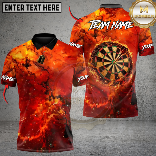 Maxcorners Fiery Flame Ring Darts Arrow Personalized Name, Team Name 3D Unisex Shirt