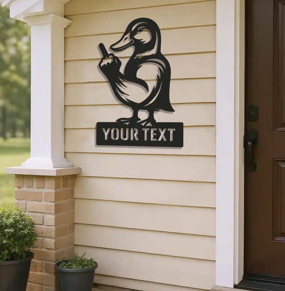 Maxcorners Personalized Funny Duck Metal Sign WITH LED/WITHOUT LED – Humorous Hunting Lodge Wall Decor, Gift for Hunters LM0110