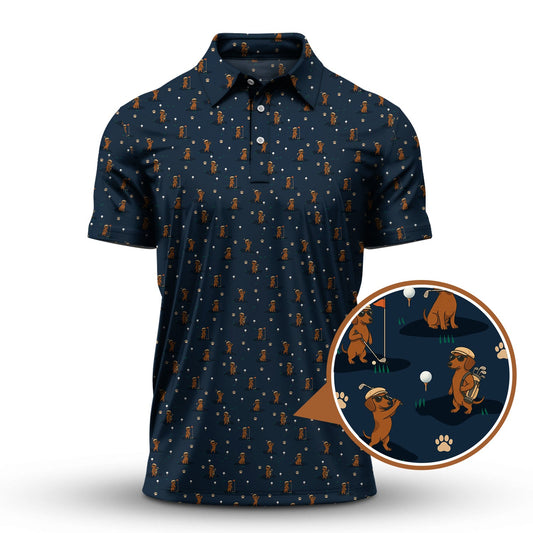 Maxcorners Dog Pattern Golf Shirt, Dachshund Golf Shirt, Golf Gift For Men, Funny Golf Shirt For Golfer