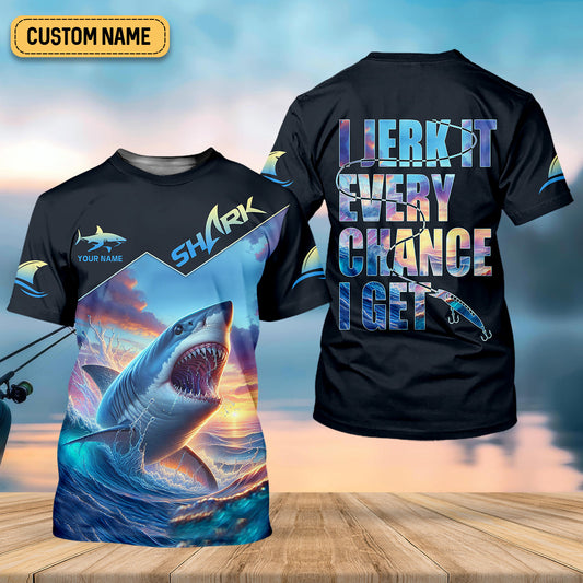 Maxcorners I Jerk It Every Chance I Get Shark Fishing SPF Shirt For Men, Funny Fishing Shirt, Fishing Gifts For Men