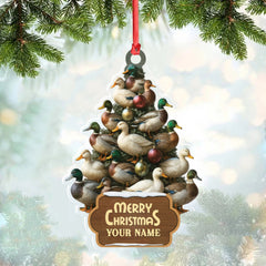 Maxcorners Funny Duck Christmas Tree Acrylic Ornament â€“ Personalized Hunting Gift, Mallard Duck Lover Decoration, Rustic Country Holiday Decor