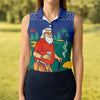 Maxcorners Funny Bearded Golfer With Beer And Paisley Sleeves Golf Polo, Golf Tops For Women, Ladies Golf Top LM1507