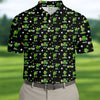 Maxcorners Three Leaf Clover Golf And Beer St Patrick's Day Black Golf Shirt, Fun Golf Shirts For Men, Polo Shirts For Men