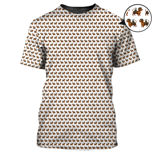 Maxcorners Dachshund Pattern Golf Polos, Crazy Dachshund Golf Shirt For Men, Funny Golf Shirt