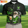Maxcorners Grip It Rip It Sip It St Patrick's Day Leprechaun Golf And Beer Shamrock Golf Shirt, Golf Shirts For Men