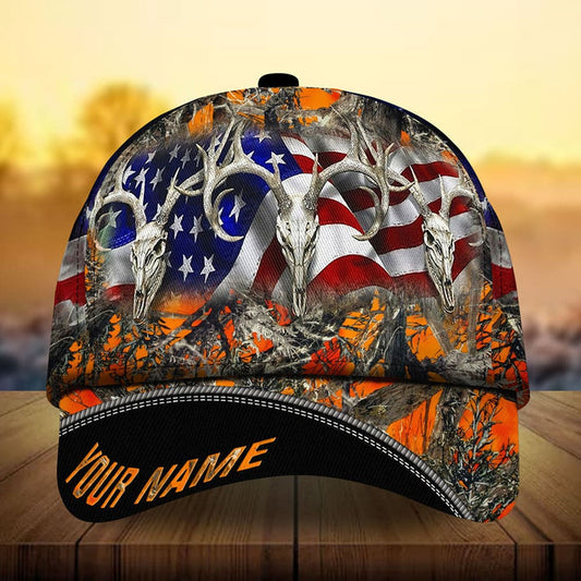 Maxcorners Premium Loralle US Skull Deer Hunting Camo Pattern 3D Multicolor Personalized Cap