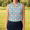 Maxcorners Tropical Floral Golf Clubs Hawaiian Golf Polo Shirt, Women's Golf Polo, Golf Tops For Women LM1507