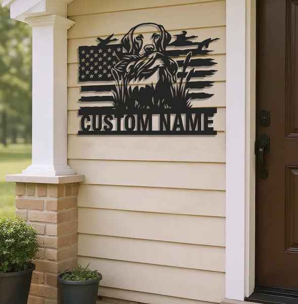 Maxcorners Personalized Hunting Dog Metal Sign WITH LED/WITHOUT LED - Duck Retriever Wall Decor LM0110