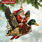 Maxcorners Personalized Santa Riding Duck Ornament, Custom Name Christmas Gift for Hunters LM0411