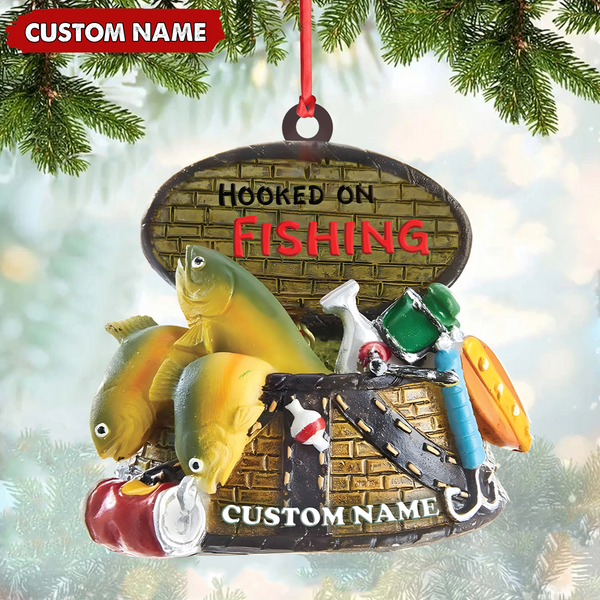 Maxcorners Custom Fishing Ornament – Personalized Hooked on Fishing Christmas Decoration LM0411
