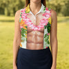 Maxcorners Light Skin Tropical Muscle Chest Hawaiian Golf Polo Shirt, Golf Shirts For Women, Women's Golf Apparel LM1507