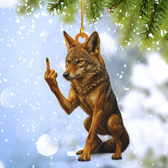 Maxcorners Personalized Funny Coyote Fukin' Finger Hunting Acrylic Christmas Ornament - Custom Gift for Hunters LM0411