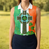 Maxcorners Celtic Cross Knotwork St Patrick's Day Shamrock Golf Shirt, Women's Golf Tops, Ladies Golf Shirts