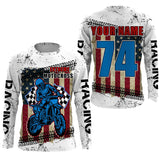 Maxcorners Personalized Motocross jersey for kid adult UPF30+ Patriotic dirt bike shirt American Flag LM2809