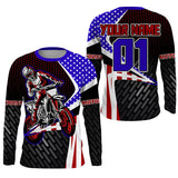 Maxcorners American Flag Motocross Jersey Personalized UPF30+ Dirt Bike MX Racing Off-road Motorcycle LM2809