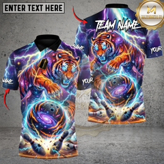 Maxcorners Thunderborn Cosmic Tiger Bowling Dominion Personalized Name 3D Unisex Shirt