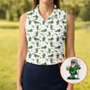 Maxcorners St Patrick's Day Leprechaun Character Golf And Beer White Golf Shirt, Fun Women's Golf Shirts, Ladies Golf Polos
