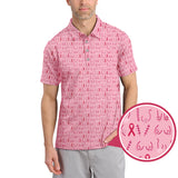 Maxcorners Breast Cancer Golf Shirt, Ladies Golf Shirts, Pink Pattern Golf Shirt For Golfer
