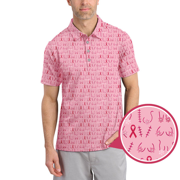 Maxcorners Breast Cancer Golf Shirt, Ladies Golf Shirts, Pink Pattern Golf Shirt For Golfer
