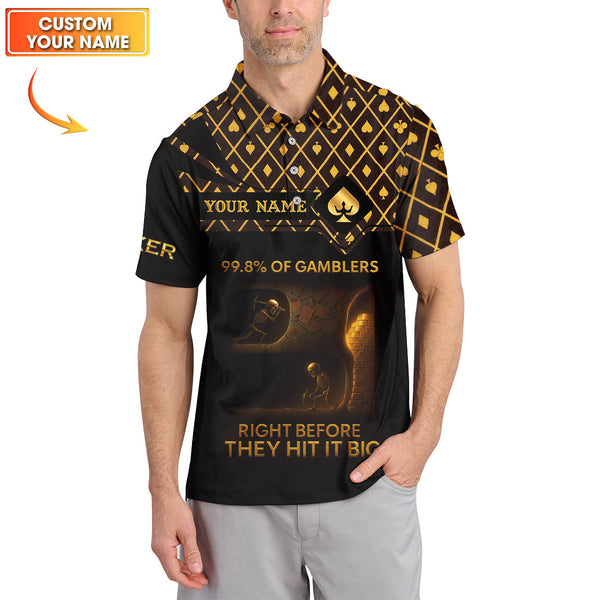 Personalized Name Poker Polos, 99.8% Of Gamblers Poker Shirt, Funny Poker Shirts, Gift For Poker Lovers
