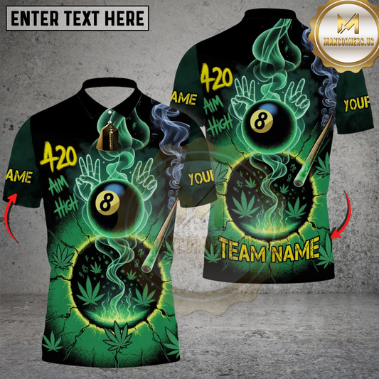 Maxcorners  “High Aim 420” Billiard Personalized Name 3D Unisex Shirt