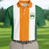 Maxcorners Green Orange White Vertical Stripes St Patrick's Day Golf Shirt, Polo Shirts For Men, Golf Shirts For Men