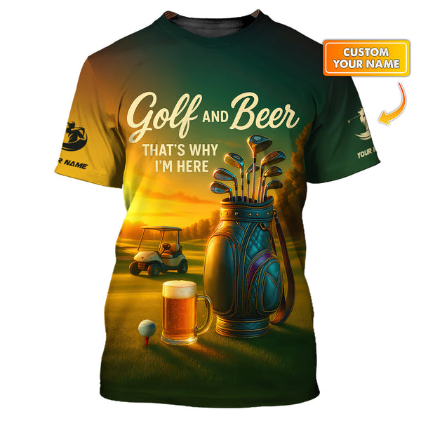 Maxcorners Golf and Beer That’s Why I’m Here Shirt – Custom Men's Golf Polo – Funny Golf Apparel For Dad