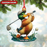 Maxcorners Personalized Acrylic Duck Golf Christmas Ornament â€“ Custom Name Funny Hunter Gift for Golf Lovers LM0110