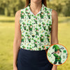 Maxcorners Happy St Patrick's Day Gnome Shamrock Golf Shirt, Funny Golf Shirts Women, Ladies Golf Polos