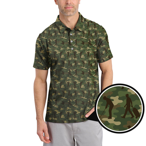 Maxcorners Camo Golf Shirt For Golfer, Camo Polo Shirt, Pattern Golf Shirt For Veteran, Golf Gift For Men