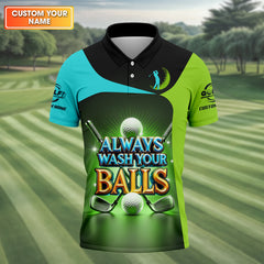 Maxcorners Always Wash Your Balls Custom Golf Polo Shirt, Funny Golf Shirt, Mens Golf Gift