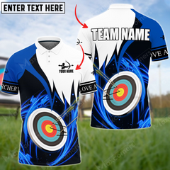 Maxcorners Archery Classic Multicolor Option Personalized Name, Team Name 3D Polo Shirt