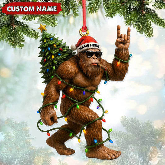 Maxcorners Personalized Bigfoot Christmas Ornament, Custom Name Funny Holiday Gift for Hunters LM0411