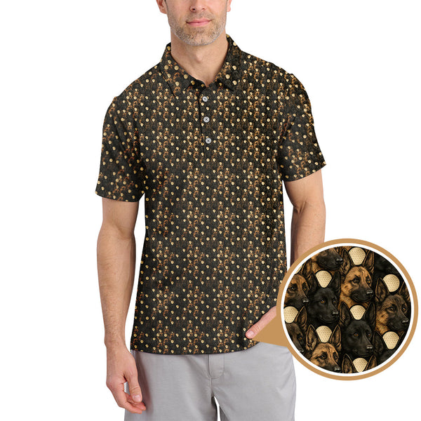 Maxcorners Dog Pattern Golf Shirt For Men, German Shepherd Golf Shirt, Crazy Golf Shirts For Golfer