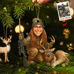 Maxcorners Personalized Hunting Acrylic Christmas Ornament Custom Photo Caricature Gift For Hunters LM0110