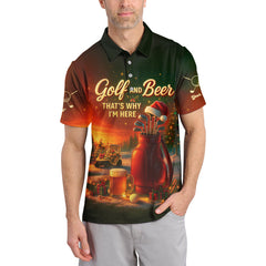 Maxcorners Personalized Christmas Golf Shirt, Funny Xmas Golf Shirt With Custom Name, Golf And Beer Shirt For Men