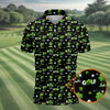 Maxcorners Three Leaf Clover Golf And Beer St Patrick's Day Black Golf Shirt, Fun Golf Shirts For Men, Polo Shirts For Men